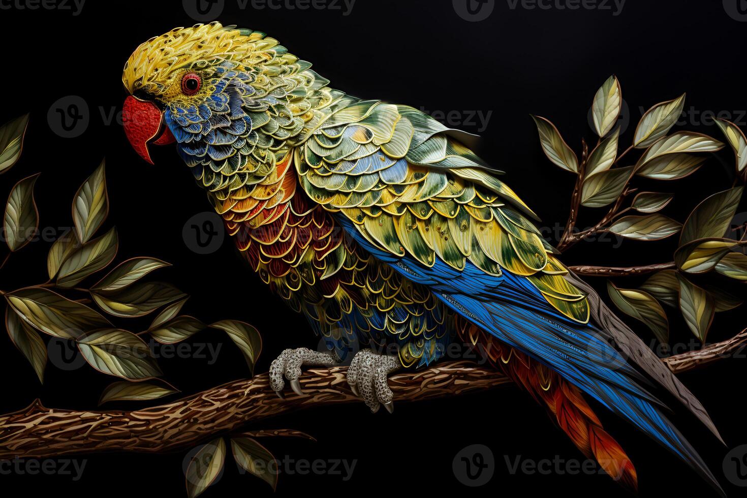 picture of parrot sitting on the branch photo