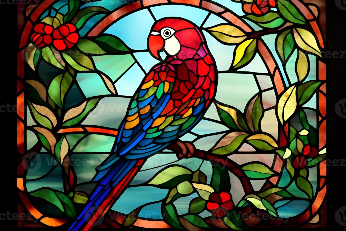 picture of parrot sitting on the branch photo