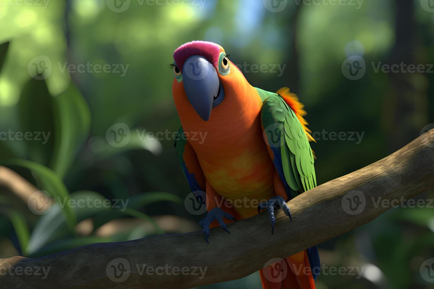 picture of parrot sitting on the branch photo