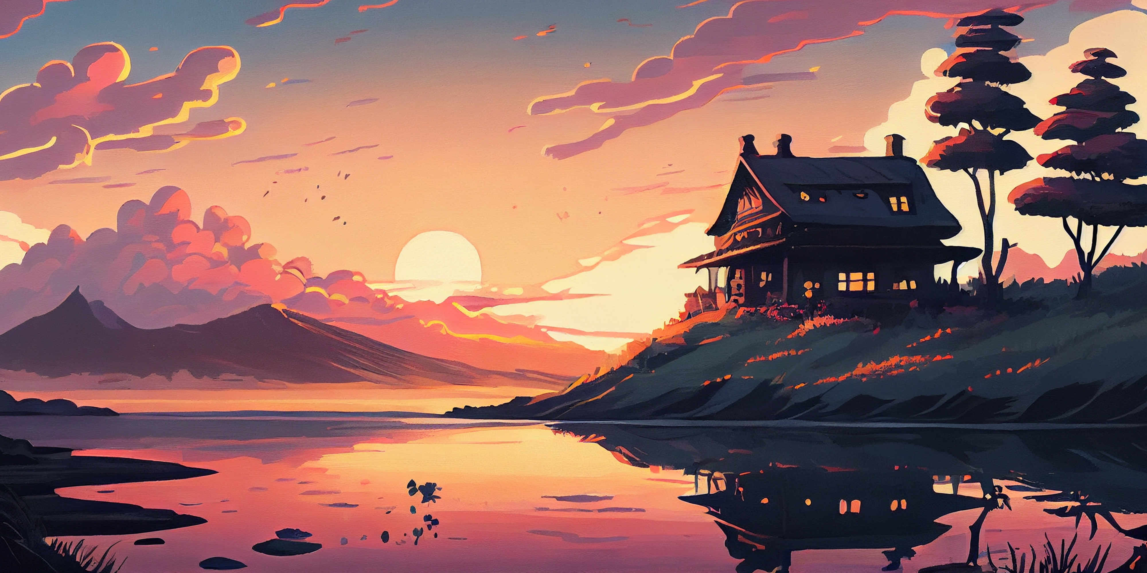 Summer seasonal anime style background, landscape, mountain, lake, and  relax vibes anime background or wallpaper. Generative Ai. 23857002 Stock  Photo at Vecteezy