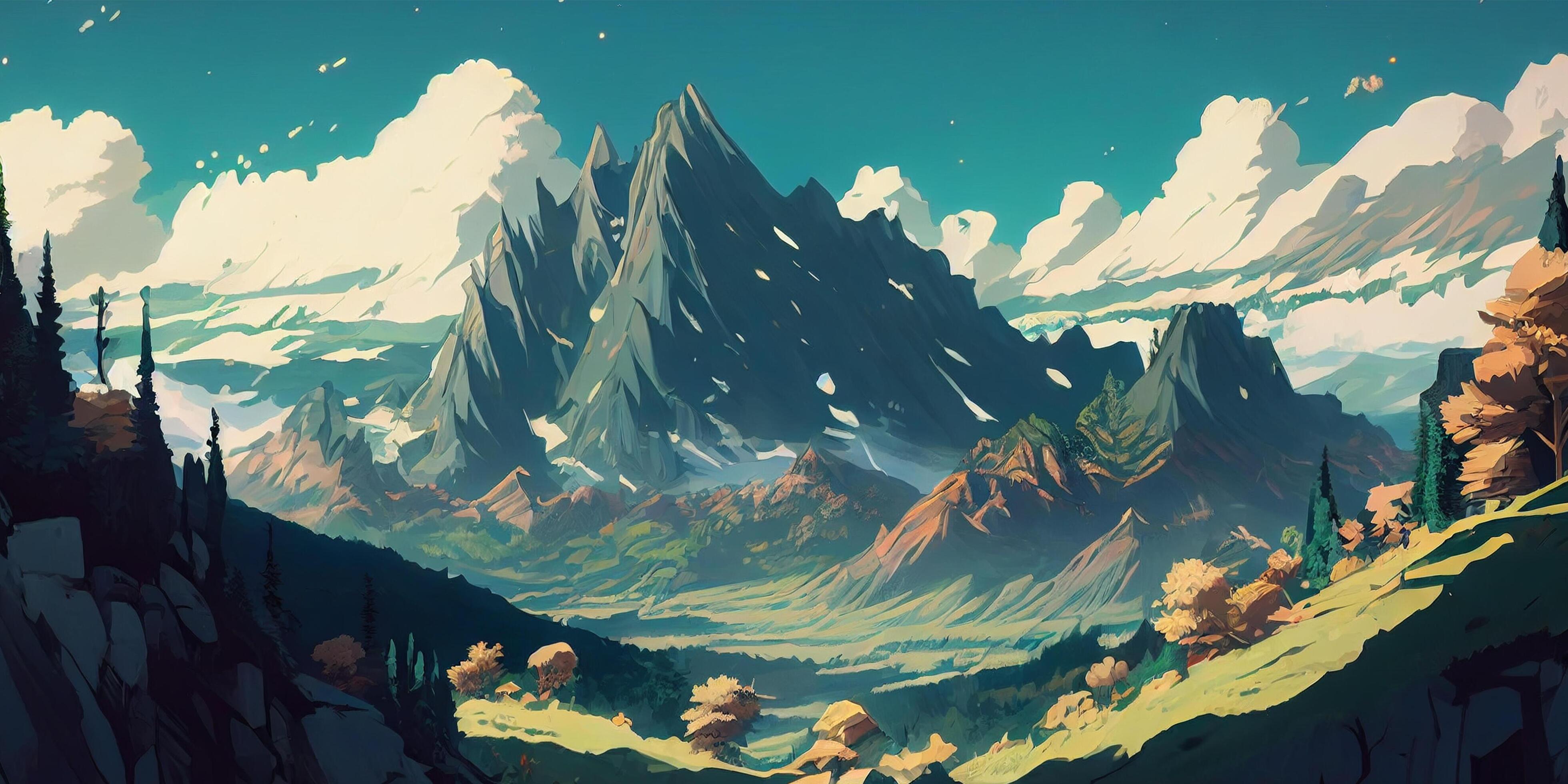 Summer seasonal anime style background, landscape, mountain, lake, and  relax vibes anime background or wallpaper. Generative Ai. 23857002 Stock  Photo at Vecteezy