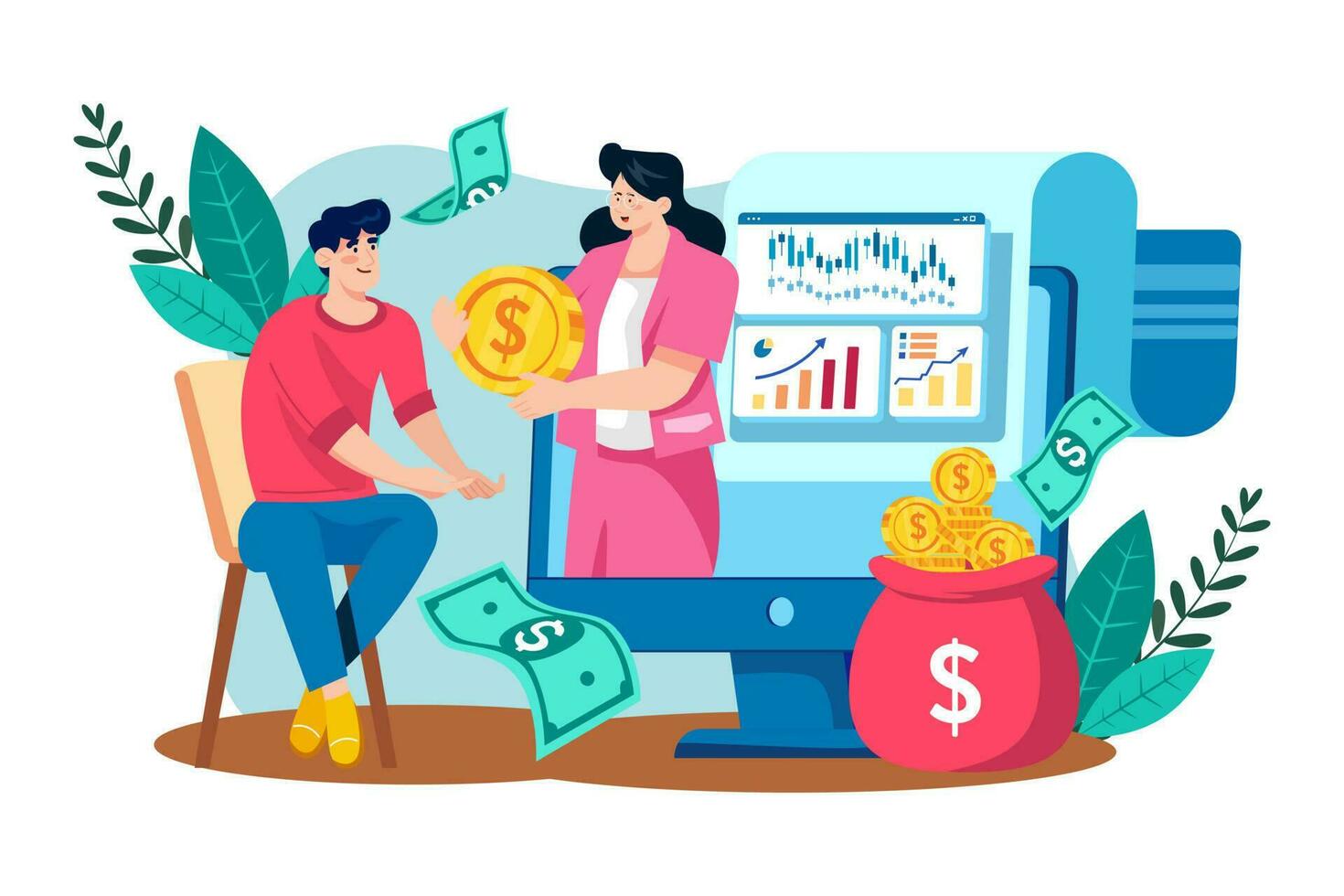 Mutual funds allow investors to pool money to invest in a variety of securities. vector