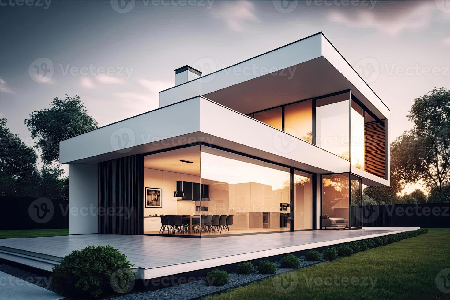 Modern house sketch. illustration photo