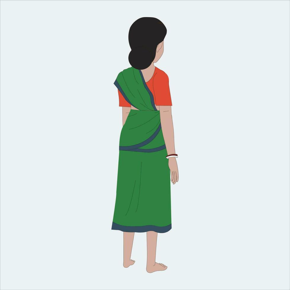 Sharipara girl Back View 2D Character, New Pimier 2D Character vector