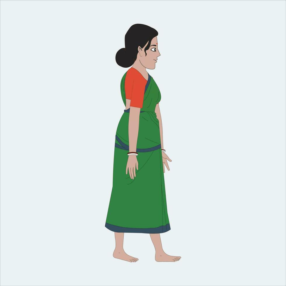 Sharipara girl side View 2D Character, New Pimier 2D Character vector