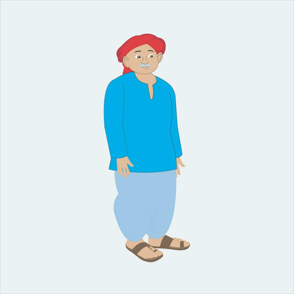 Indian 2 character pants and shirt and punjabi reading characters vector