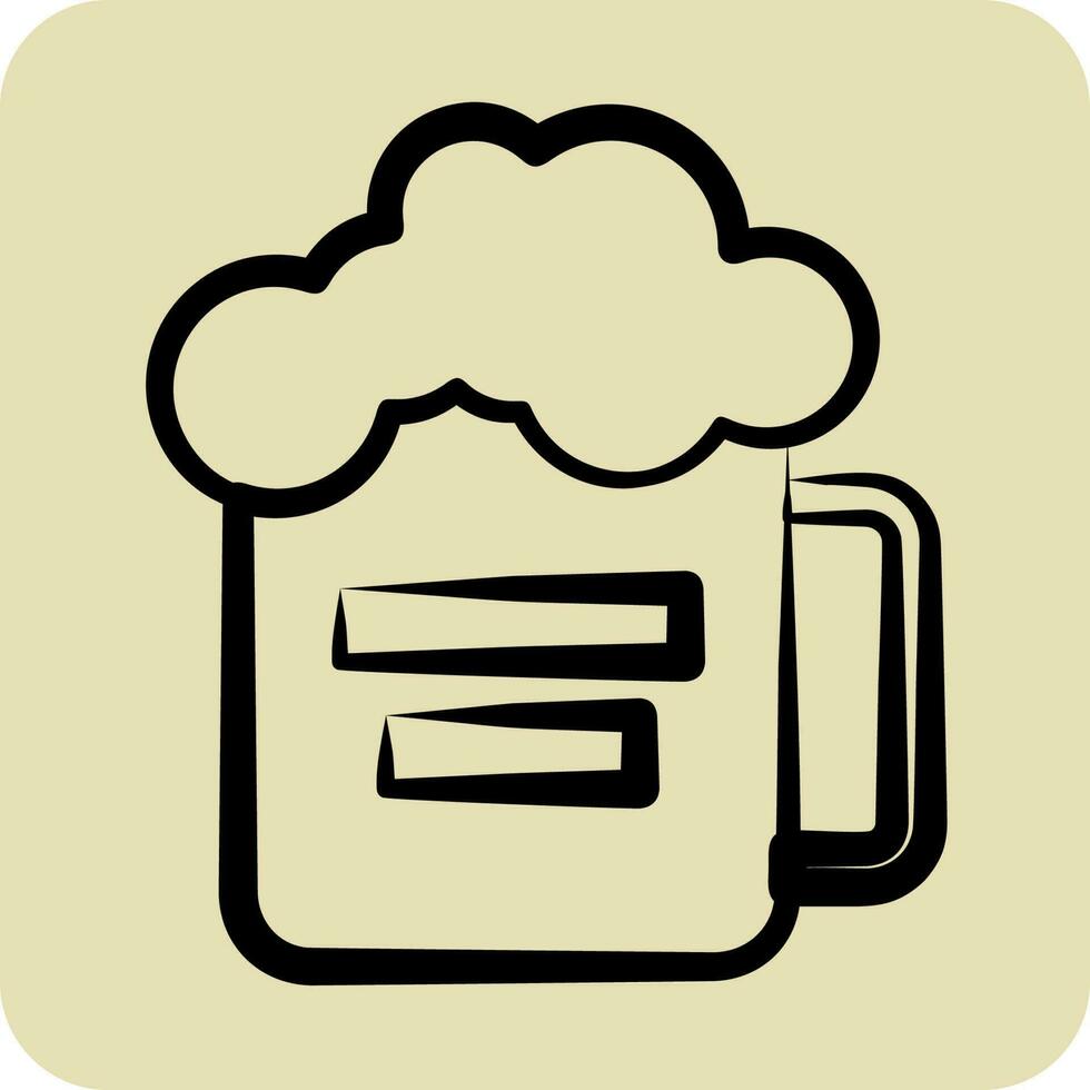 Icon Mug Of Beer. suitable for education symbol. hand drawn style. simple design editable. design template vector
