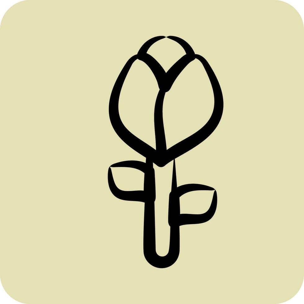 Icon Rose 2. related to Flora symbol. hand drawn style. simple illustration. plant. Oak. leaf. rose vector