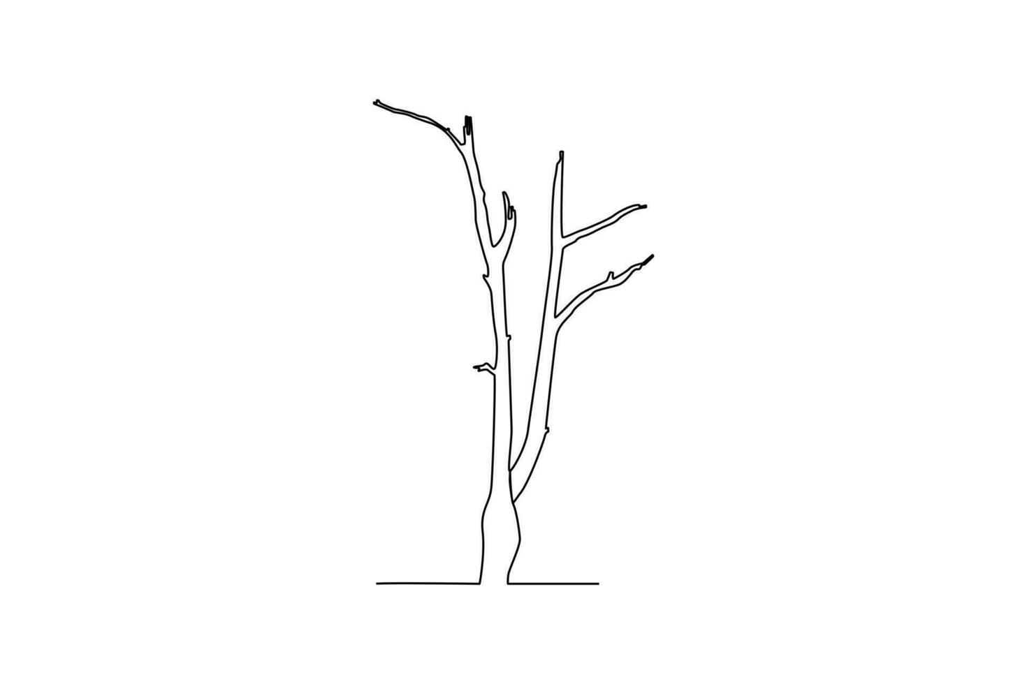 Continuous one-line drawing tree without leaves. Tree concept single line drawing design graphic vector illustration