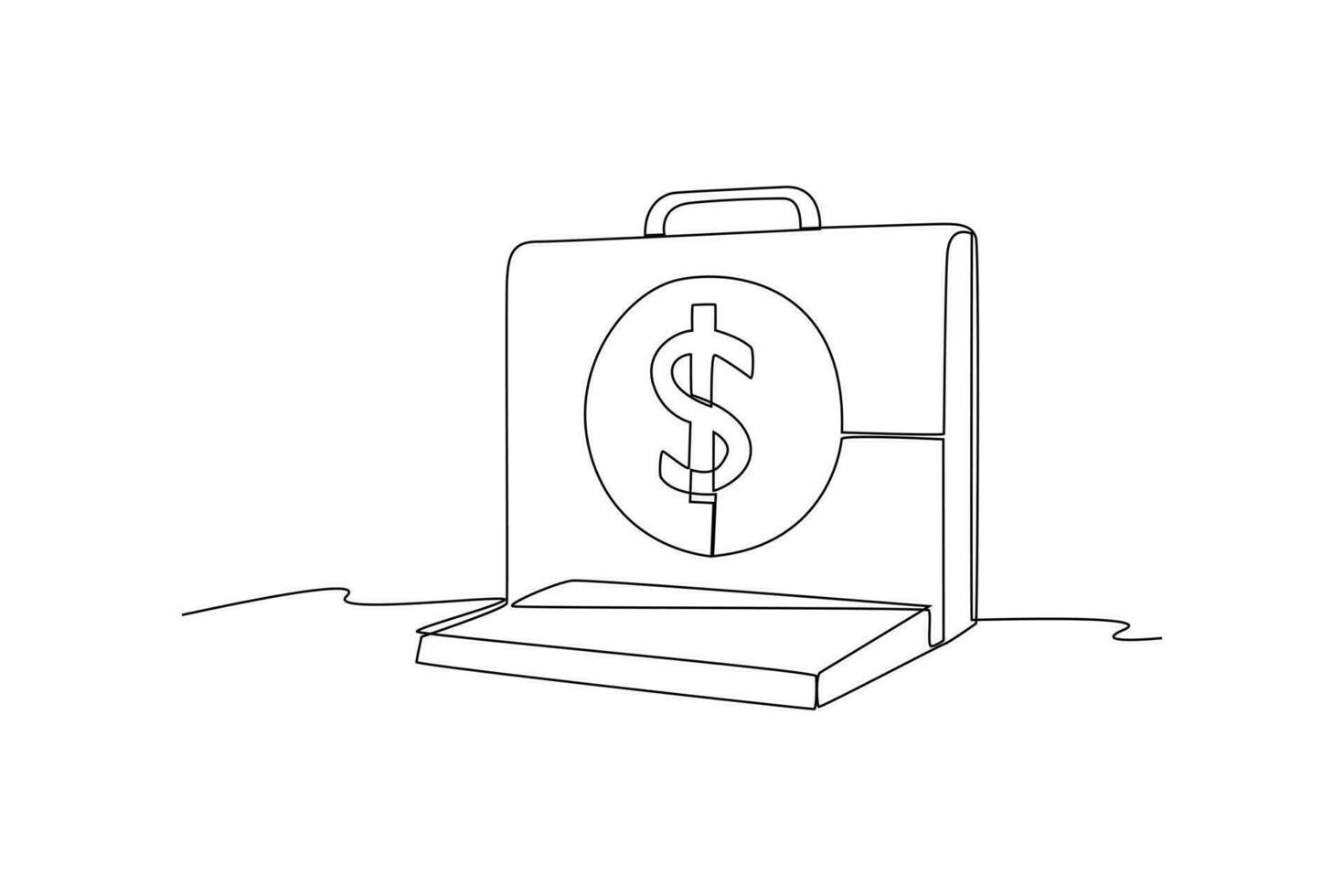 Continuous one-line drawing briefcase filled with money. Financial literacy concept single line drawing design graphic vector illustration