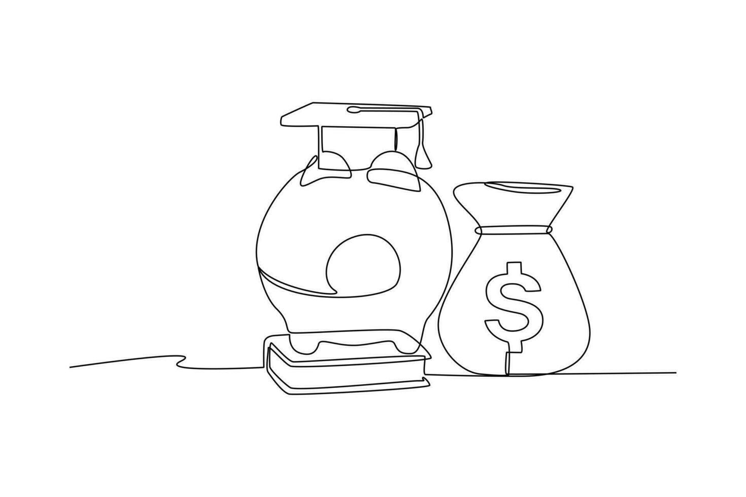 Continuous one-line drawing finance for education. Financial literacy concept single line drawing design graphic vector illustration