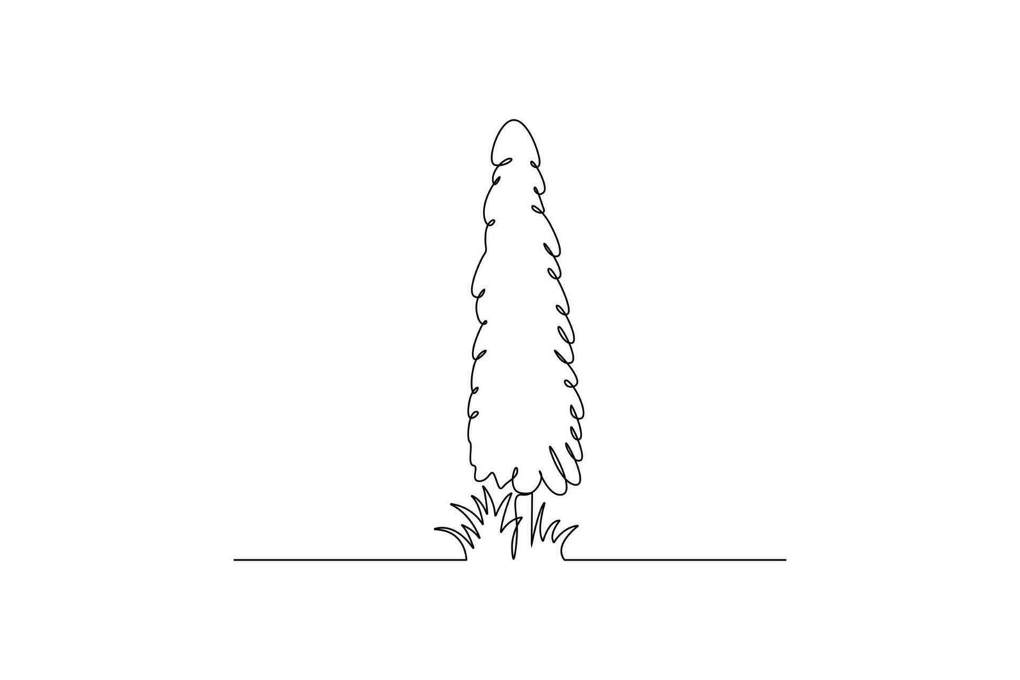 Continuous one-line drawing spruce tree. Tree concept single line drawing design graphic vector illustration