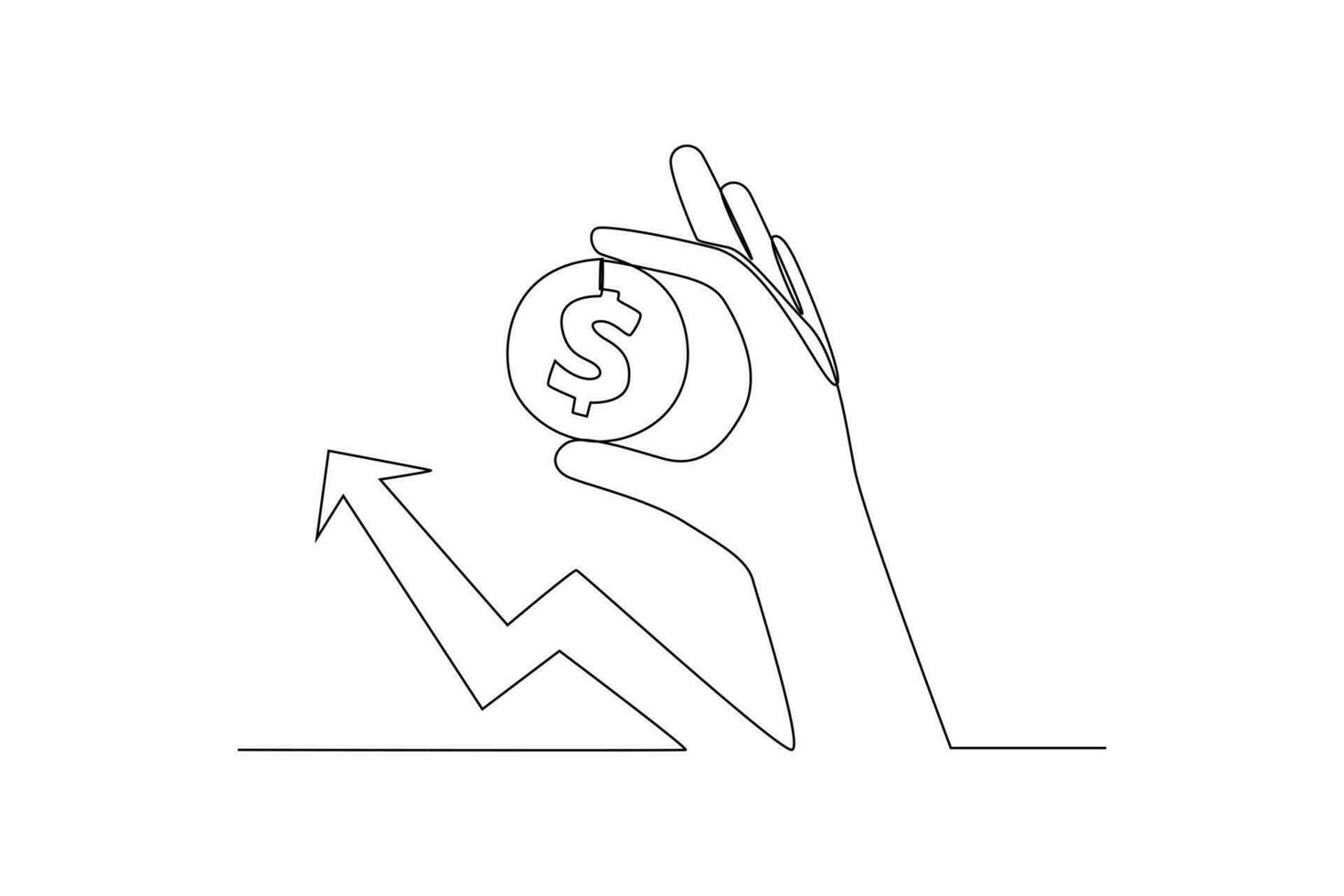 Continuous one-line drawing financial increase. Financial literacy concept single line drawing design graphic vector illustration