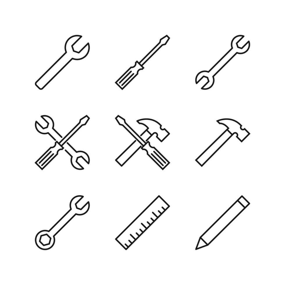 Editable Set Icon of Tools, Vector illustration isolated on white background. using for Presentation, website or mobile app