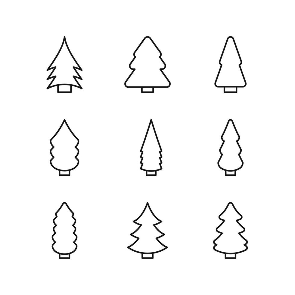 editable conjunto icono de Navidad árbol, vector ilustración aislado en blanco antecedentes. utilizando para presentación, sitio web o móvil aplicación