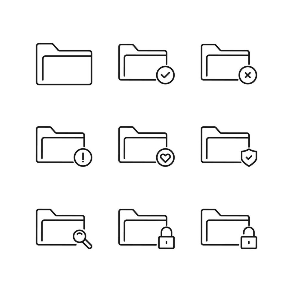 Editable Set Icon of Folder, Vector illustration isolated on white background. using for Presentation, website or mobile app