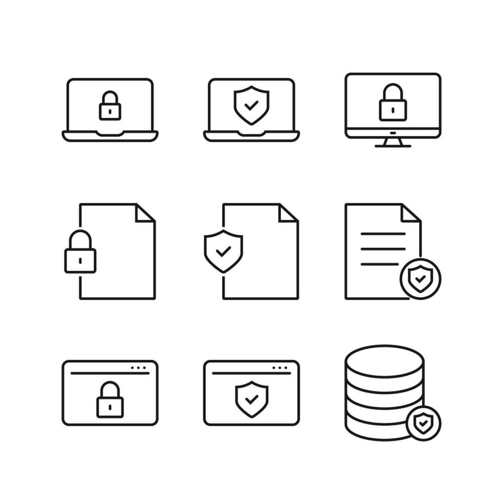 Editable Set Icon of Secure Protection, Vector illustration isolated on white background. using for Presentation, website or mobile app