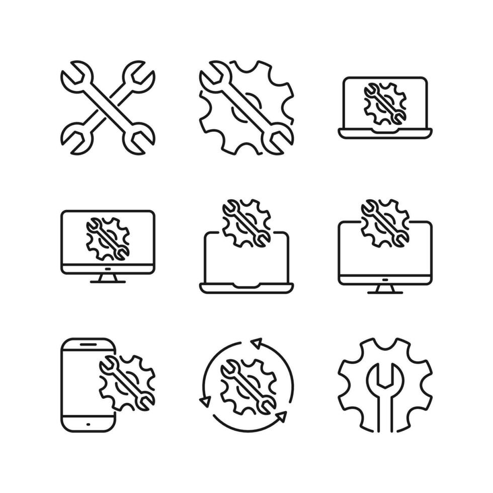 editable conjunto icono de reparar, vector ilustración aislado en blanco antecedentes. utilizando para presentación, sitio web o móvil aplicación