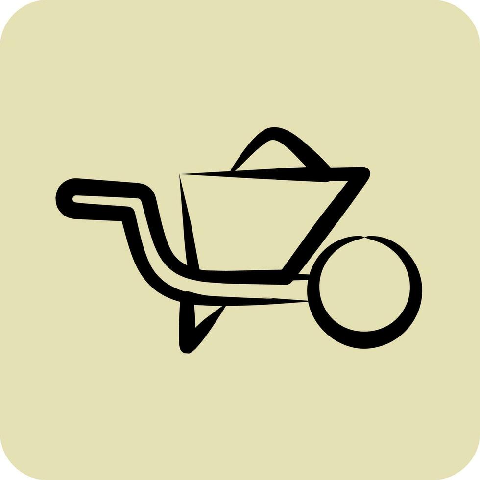 Icon Wheelbarrow. suitable for building symbol. hand drawn style. simple design editable. design template vector