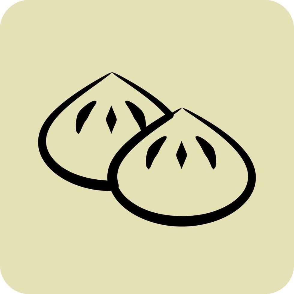 Icon Dumpling. suitable for Bakery symbol. hand drawn style. simple design editable. design template vector