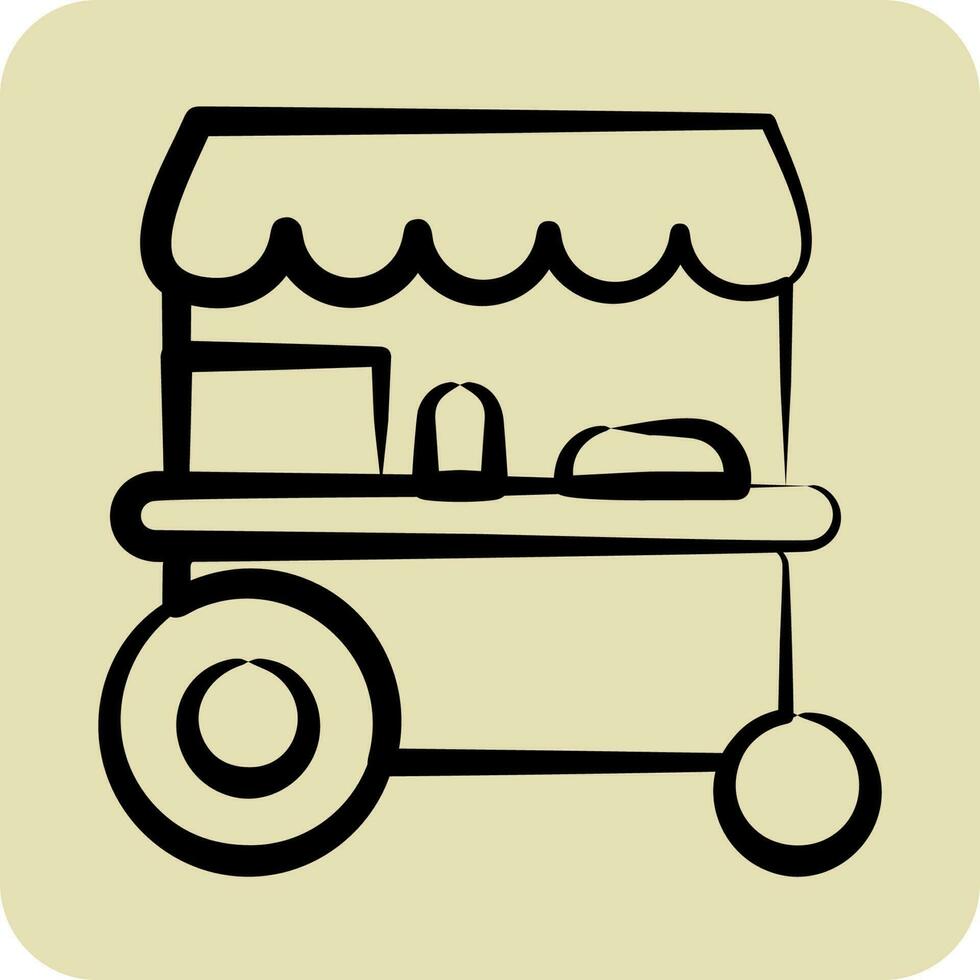 Icon Trolley Cart. related to Thailand symbol. hand drawn style. simple design editable. World Travel vector