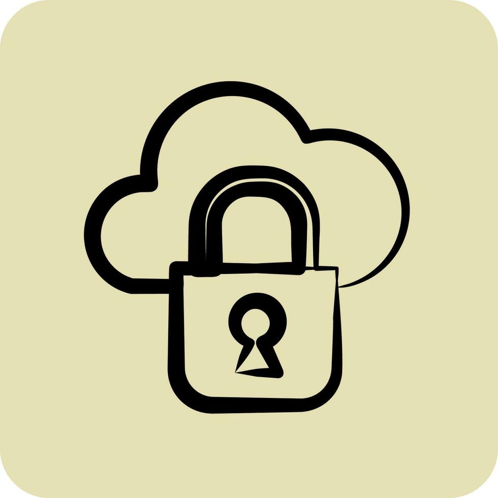 Icon Private Cloud. suitable for Security symbol. hand drawn style. simple design editable. design template vector
