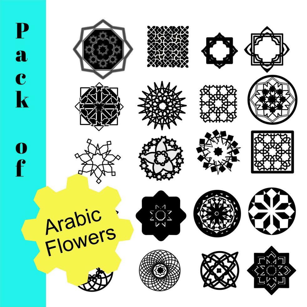 Pack of arabic flowers vector