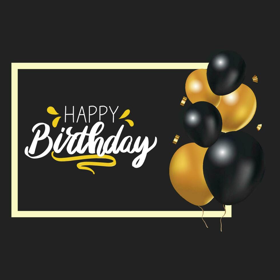 birthday black and gold vector balloons background