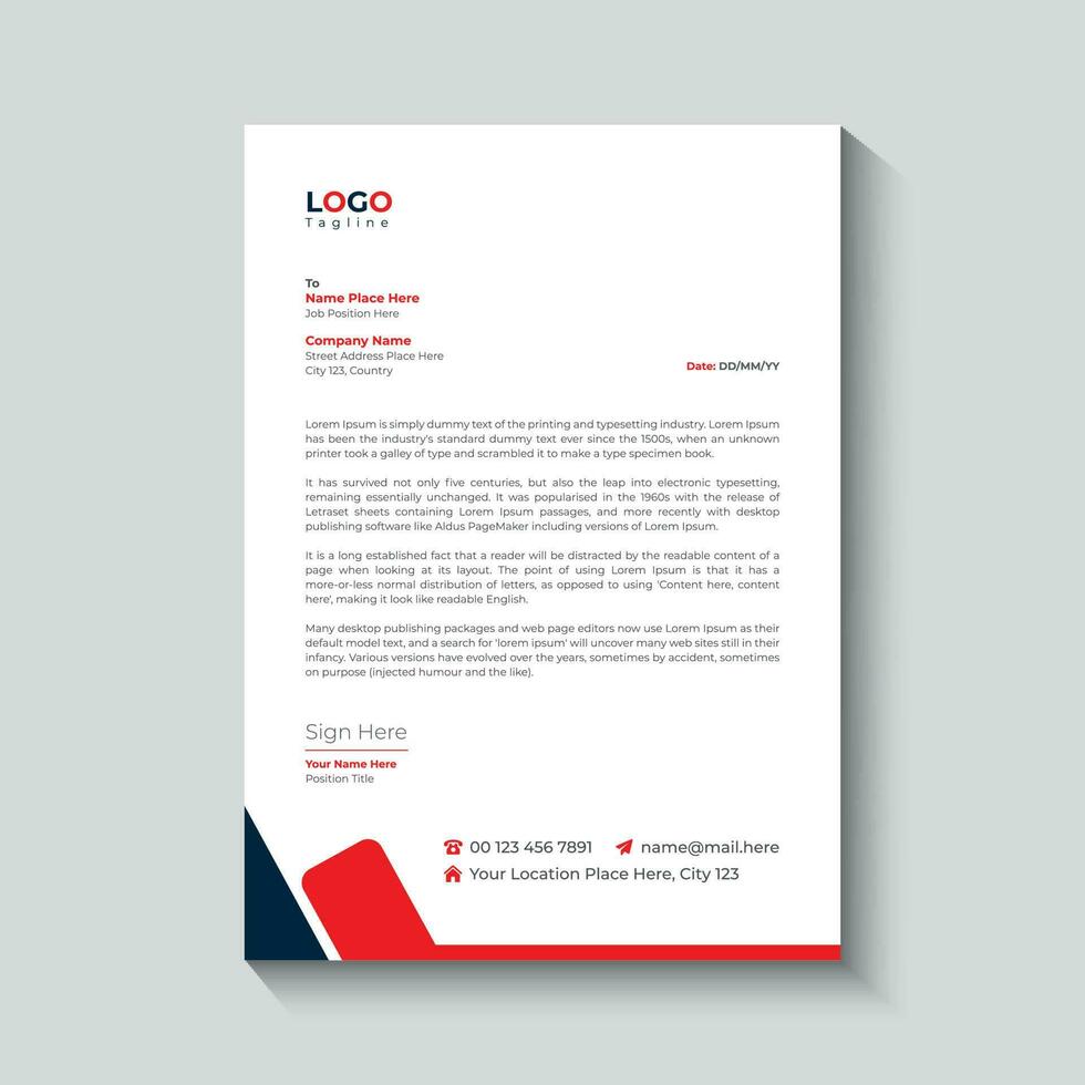 Professional creative letterhead template design for your business vector