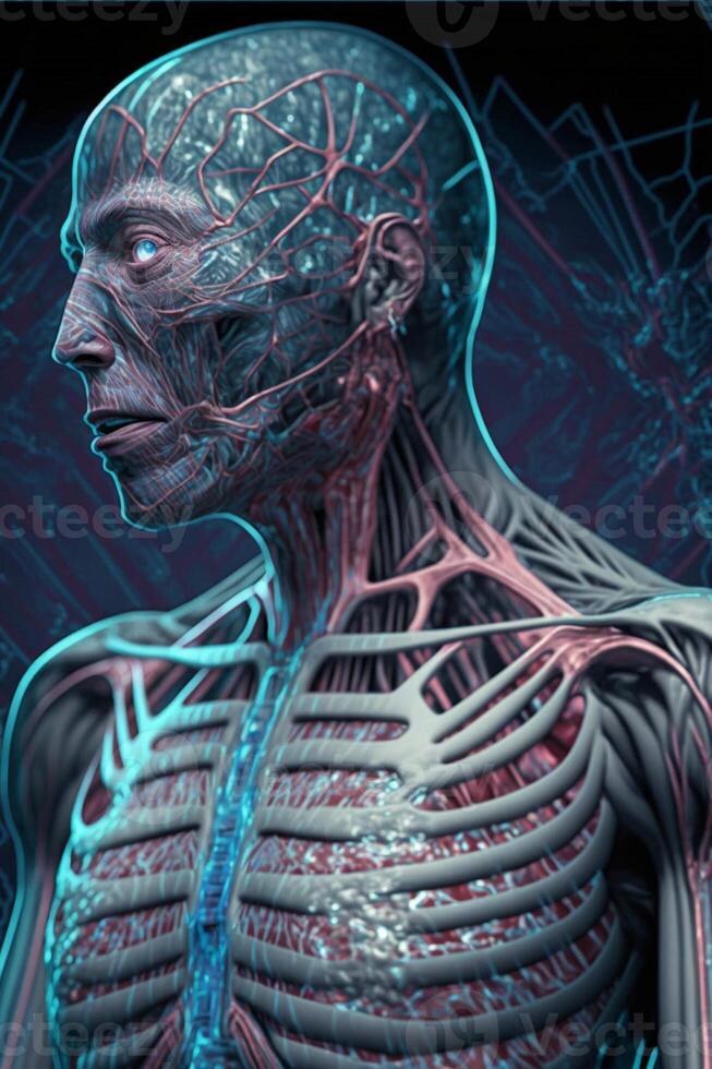 computer generated image of a human body. . photo