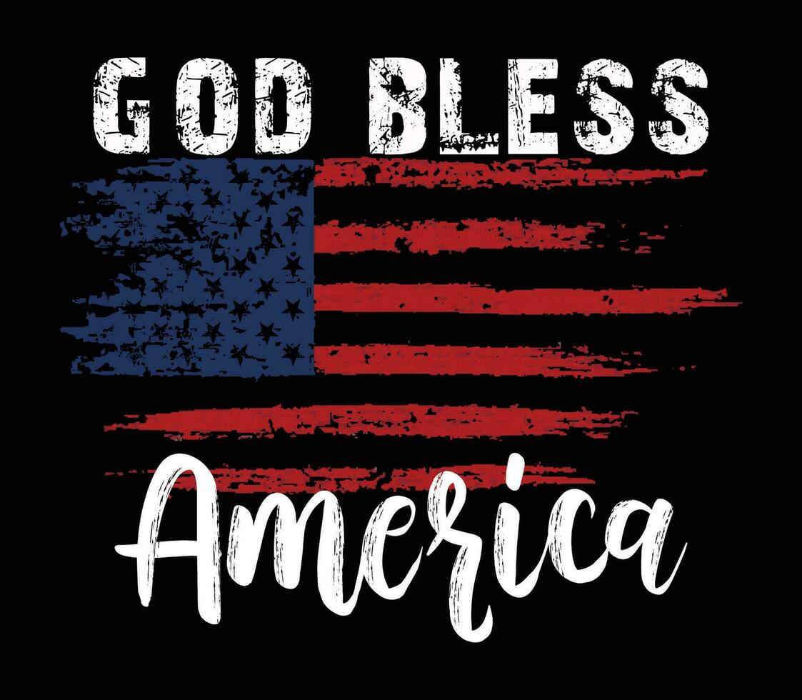God Bless America Distressed American Flag vector