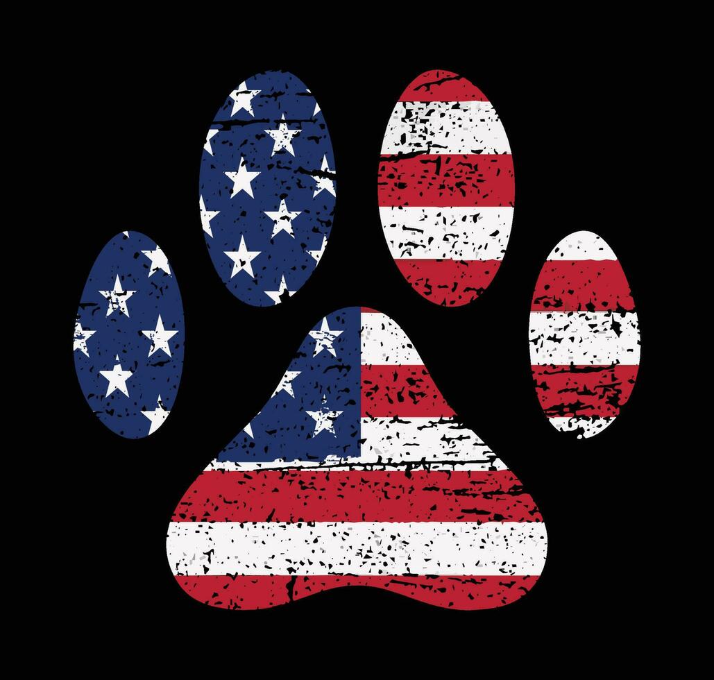 American Flag Dog Paw Design vector