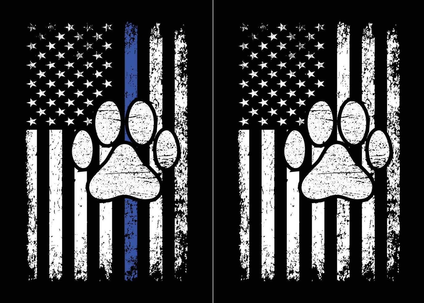 Thin Blue Line K9 Dog Paw Design vector