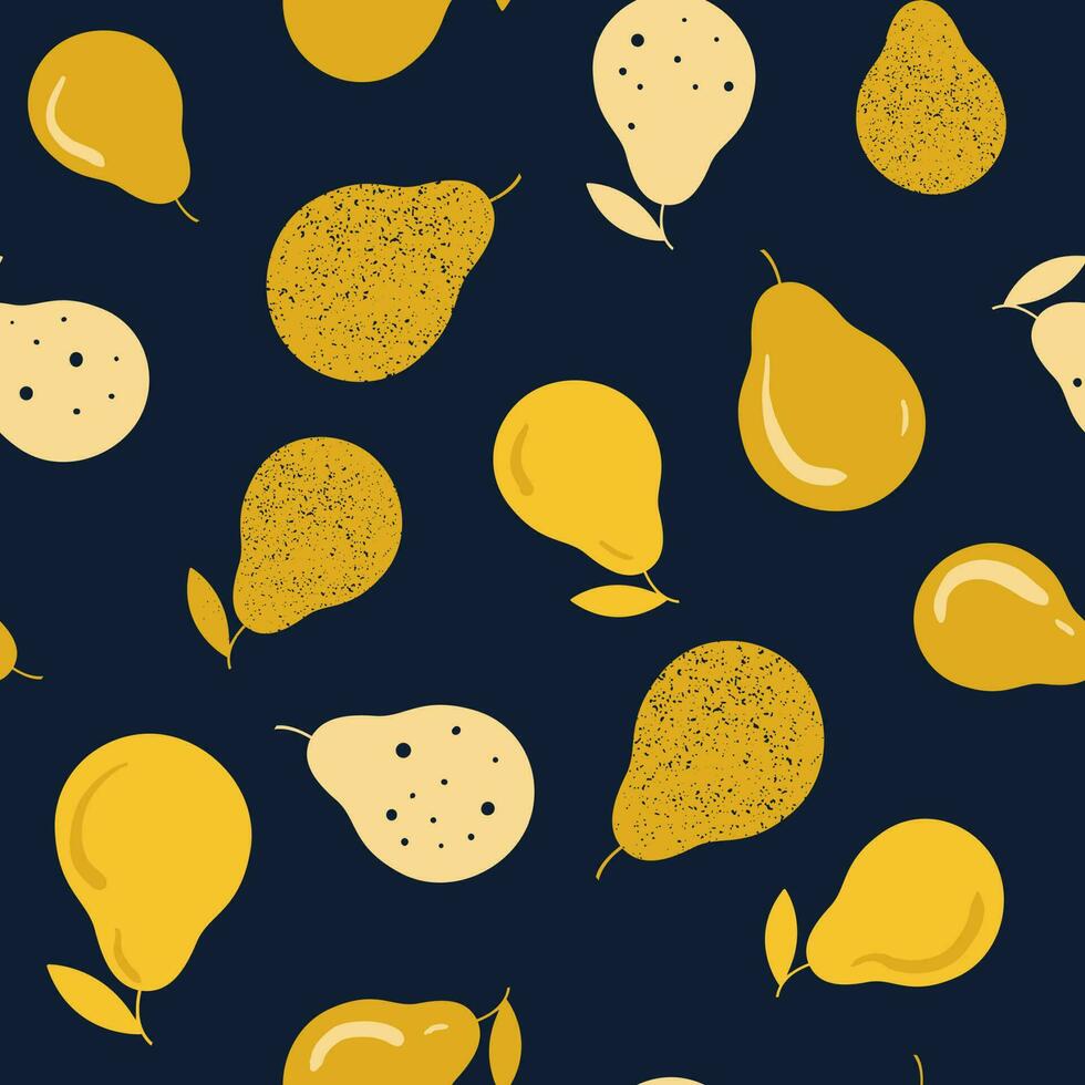 Vector seamless pattern with pears and leaves. Textile design, fabric, wrapping paper. Healthy food concept