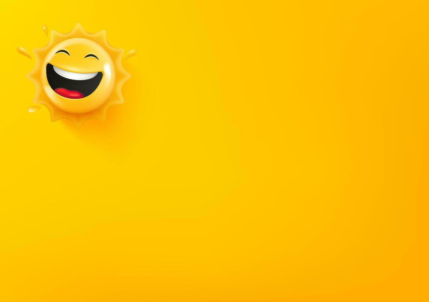 Vector wallpaper with happy sun icon. 3d vector background with copy space