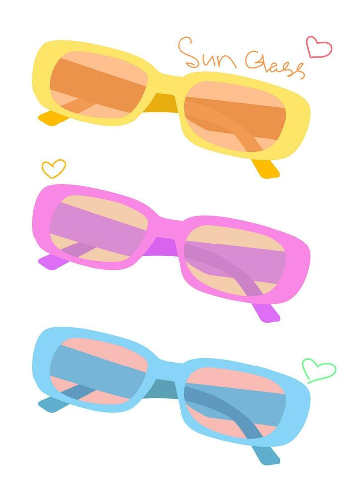 Glasses set.Vector pastel colors, retro style, white background vector