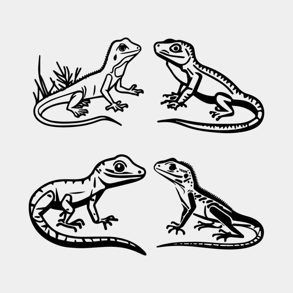 set of Lizard vector icon logo and symbols template