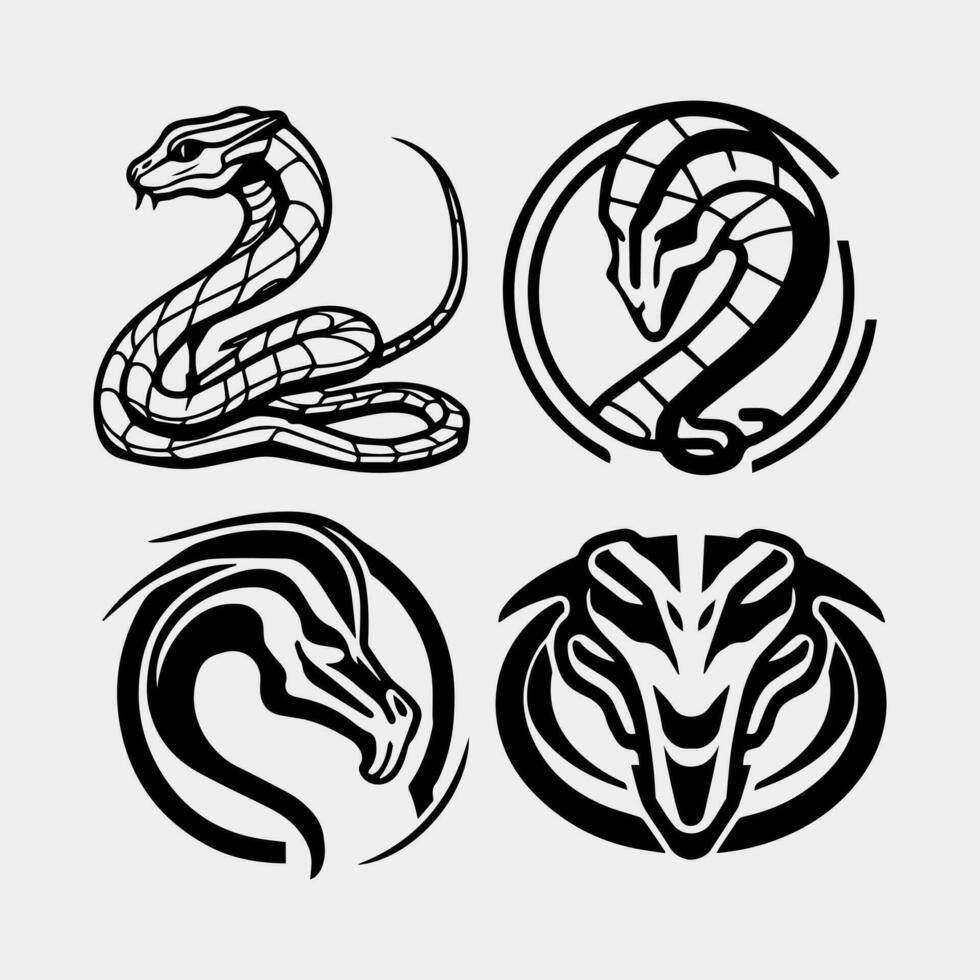 set of snake logo isolated on white vector