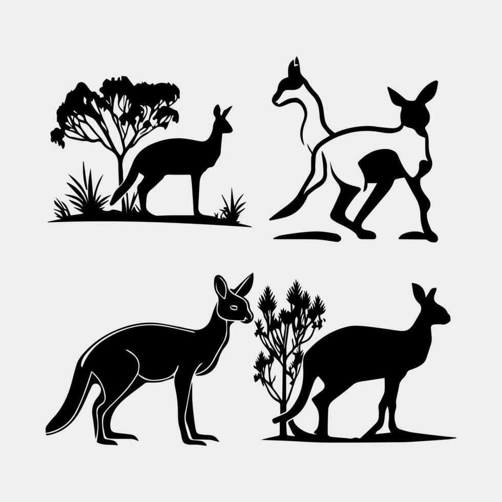 collection of kangaroo silhouette. kangaroo silhouette vector