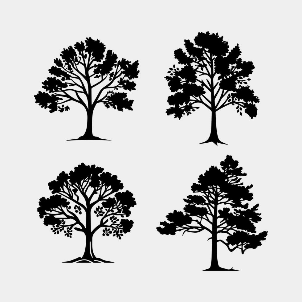 siluetas de árboles sobre fondo blanco. ilustración vectorial vector