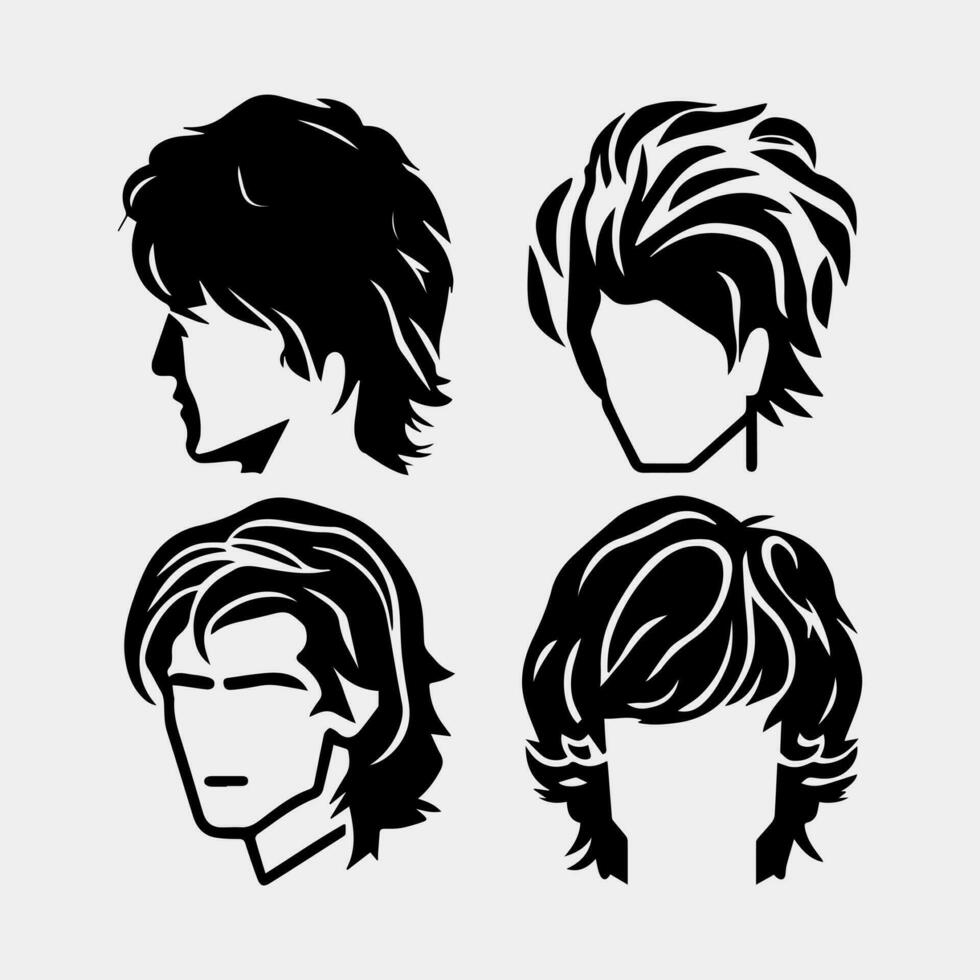 set of man hairstyles isolated on white vector