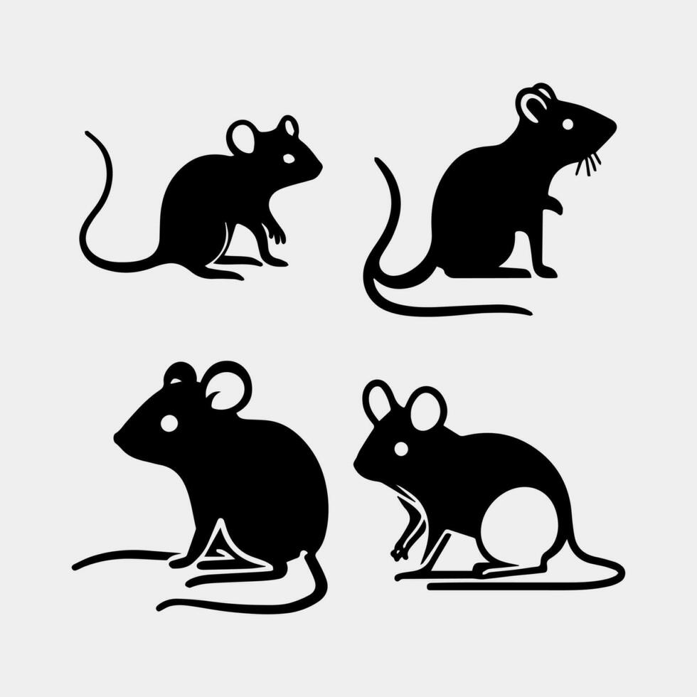 colección de ratas y ratones - silueta vectorial vector