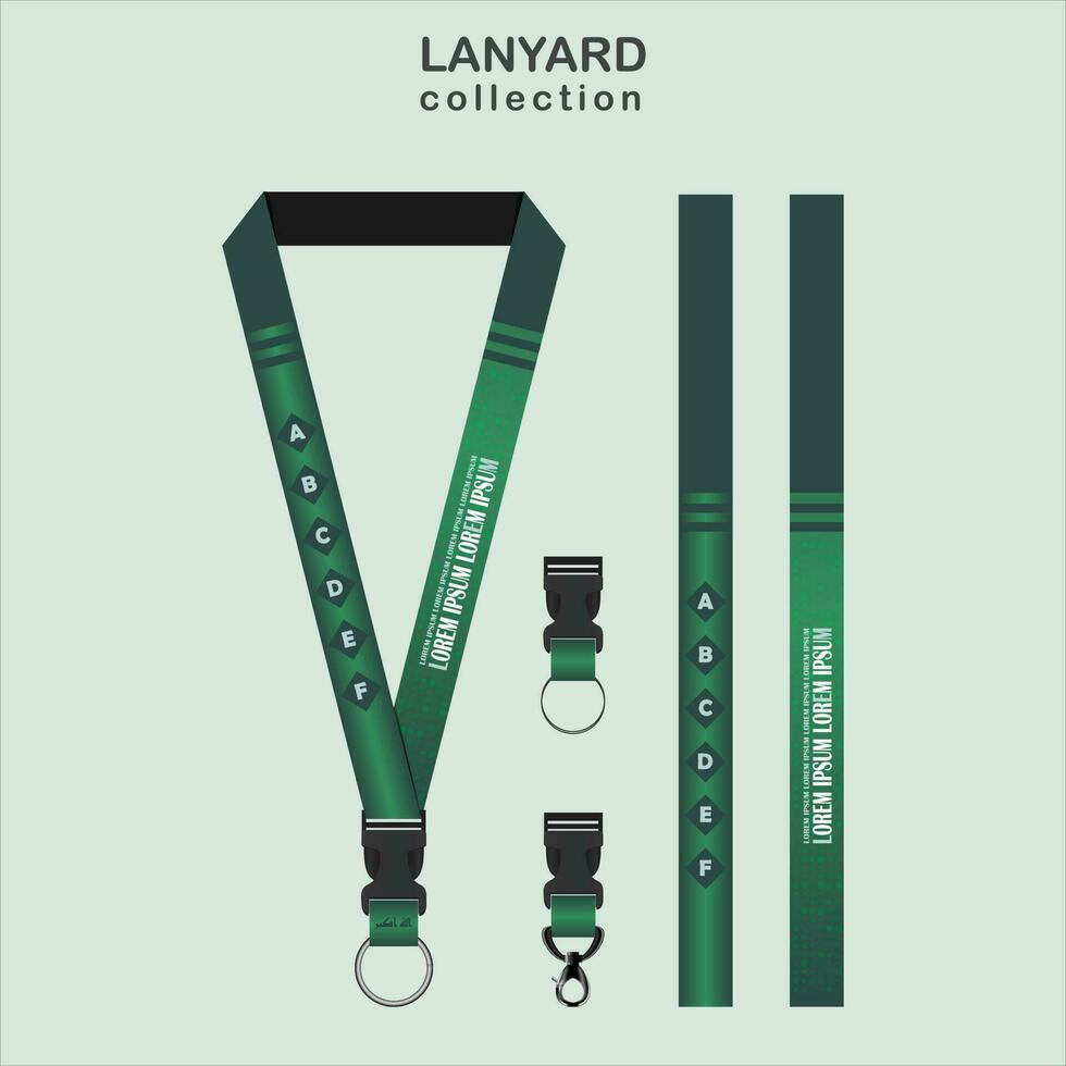 Green Lanyard Template Set for All Company vector