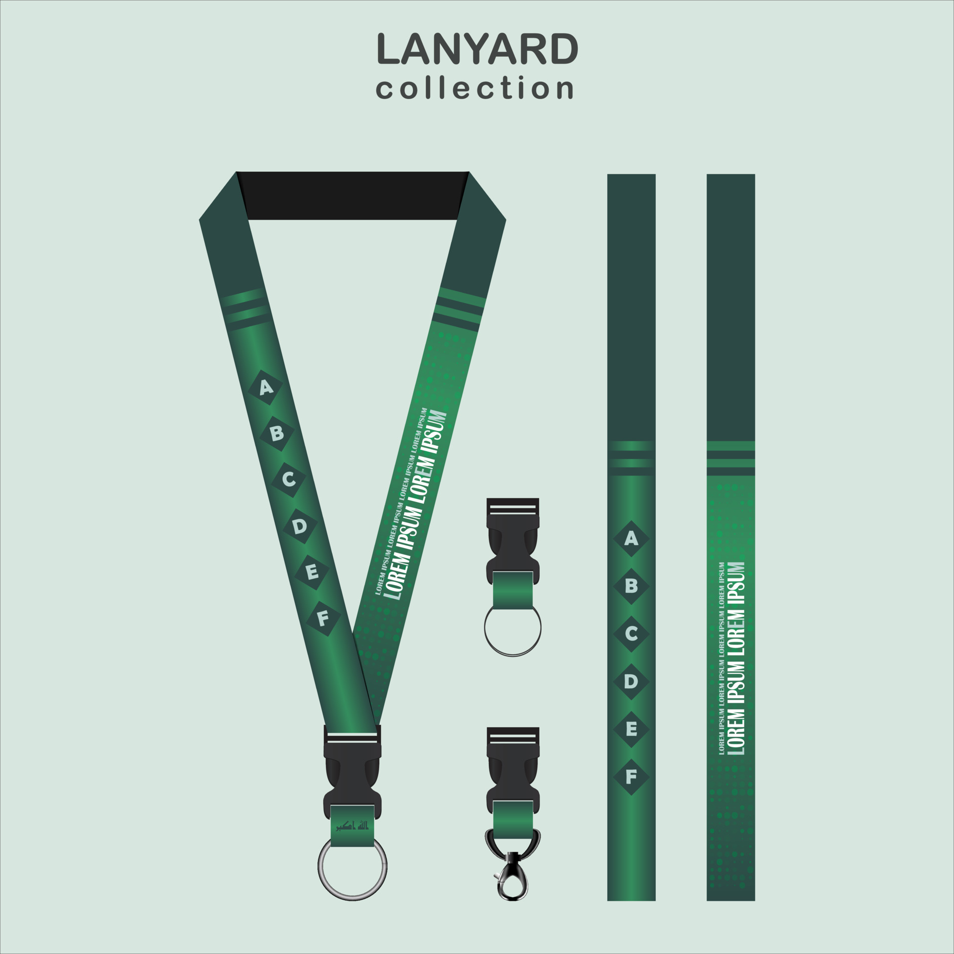 Green Lanyard Template Set for All Company 23858406 Vector Art at Vecteezy
