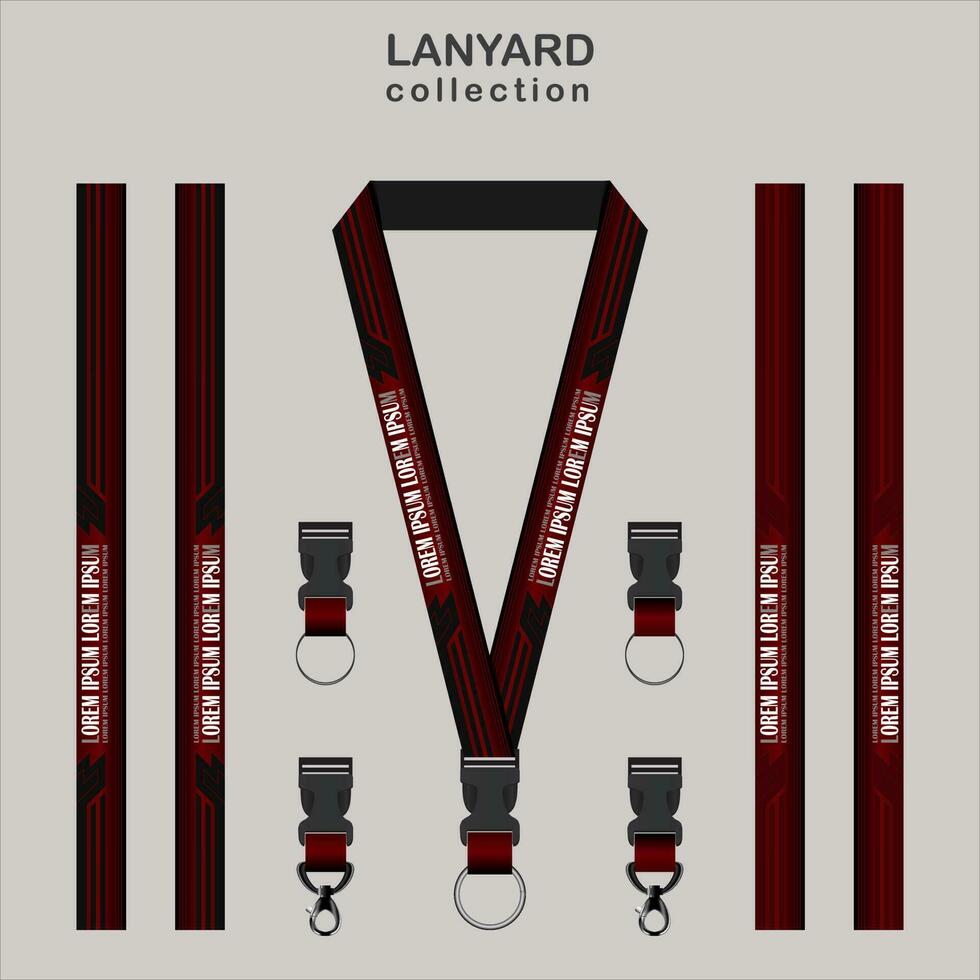 Red Lanyard Template Set for All Company vector