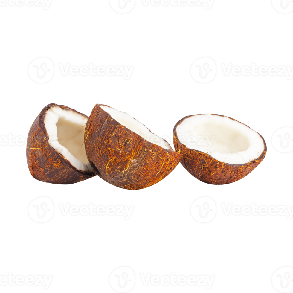 Set of coconut pieces isolated on transparent background png