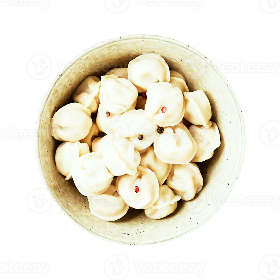 Dumplings or momo stuffed in bowl with transparent background png