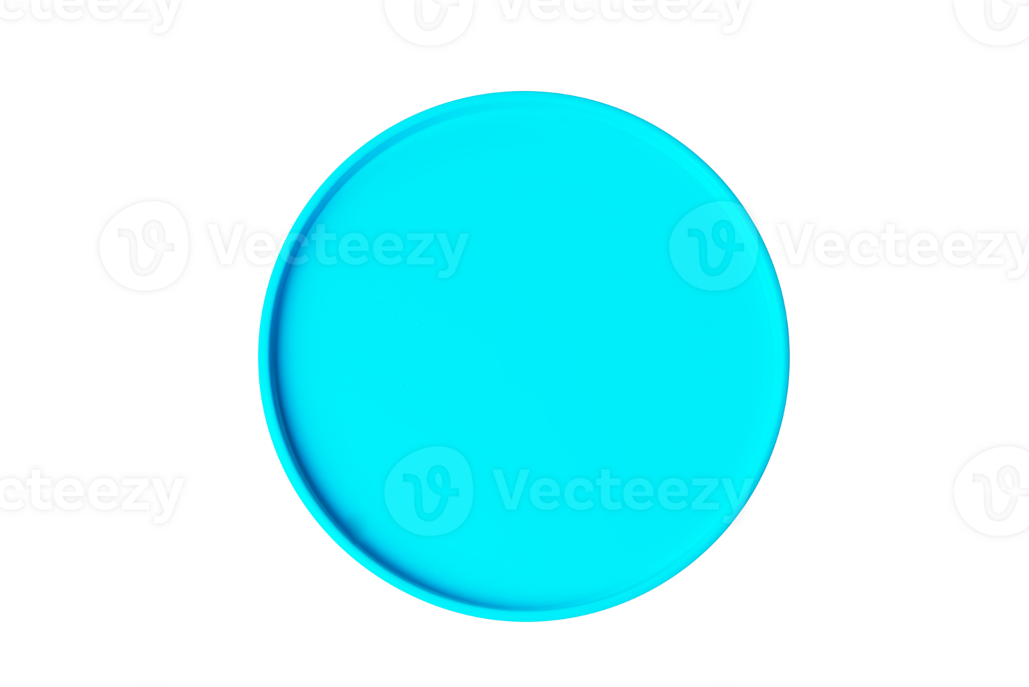 Empty round blue ceramic plate on transparent background png