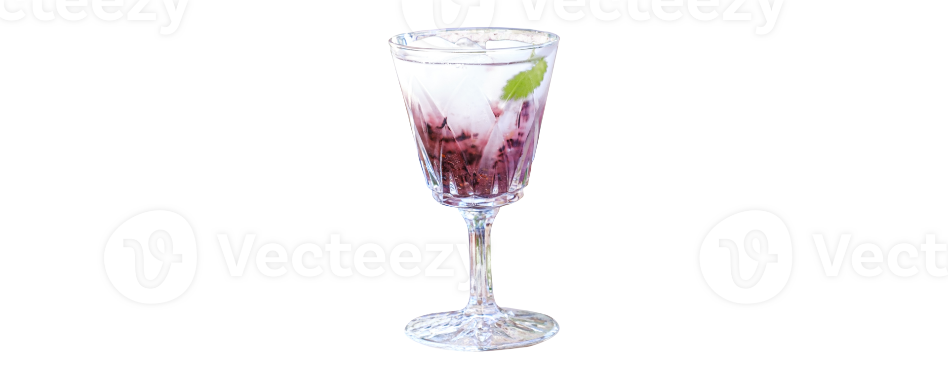 Fresh cocktail with blueberry and mint on transparent background png