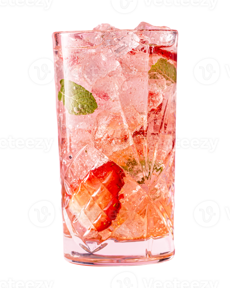 Fresh cocktail glass with crushed ice on transparent background png